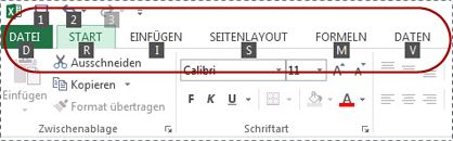 Im Menüband angezeigte Zugriffstasteninfos